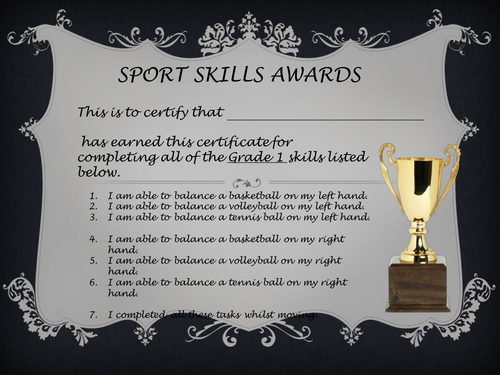Certificates for Skills awards
