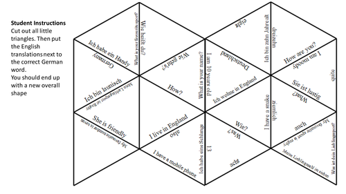 End of term puzzle for Stimmt 1 unit 1  Meine Welt