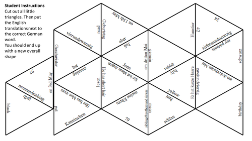 End of term puzzle for Stimmt 1 unit 2 Familie und Tiere