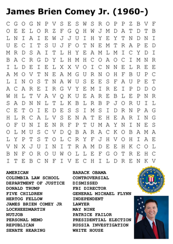 James Comey  (1960-) Word Search