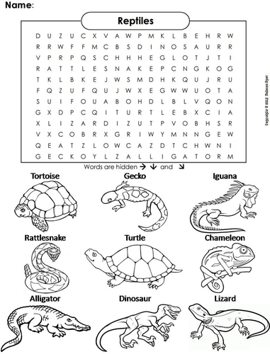 Reptiles Word Search