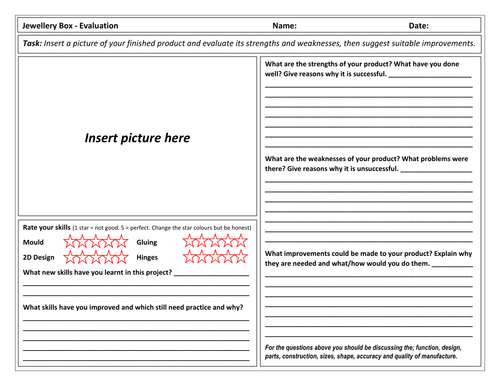 KS3 Project Evaluation(Template Worksheet)