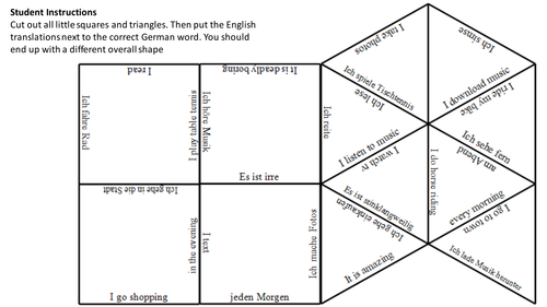 End of term puzzle Stimmt 1 unit 3 Zeit fur Freizeit