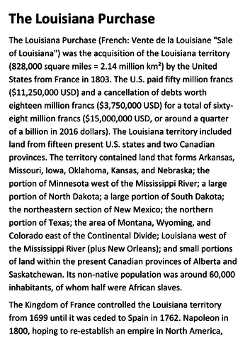 The Louisiana Purchase Handout