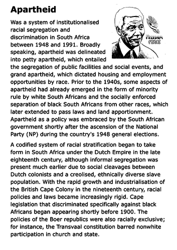 Nelson Mandela Handout