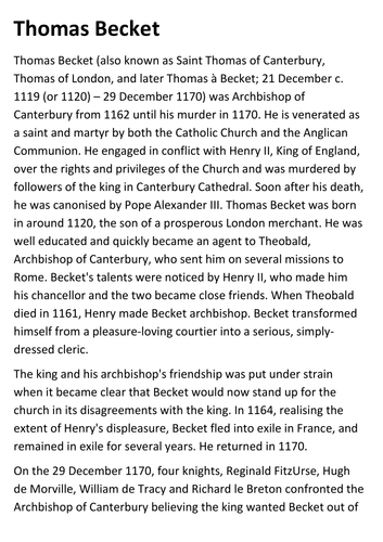 Thomas Becket Handout