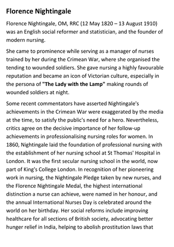Florence Nightingale Handout