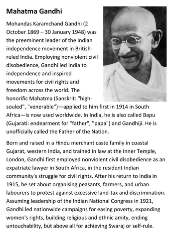 Mahatma Gandhi Handout