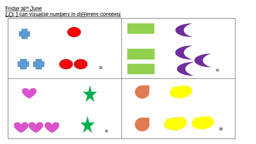 Shapes representing  numbers Year 1