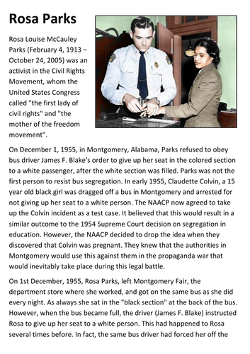 Rosa Parks and the Montgomery Bus Boycott Handout