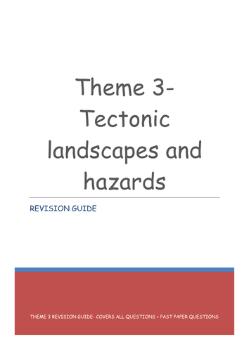 WJEC Spec A Theme 3 Tectonic landscapes and hazards revision guide (For the 2016 spec)