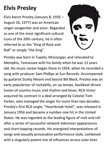 Elvis Presley Handout