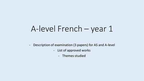 Summary of the new AQA specification for A-level French