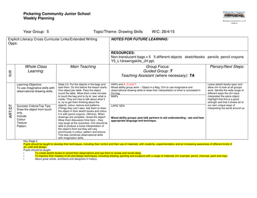 KS2 DRAWING SKILLS - OBSERVATIONAL SKILLS