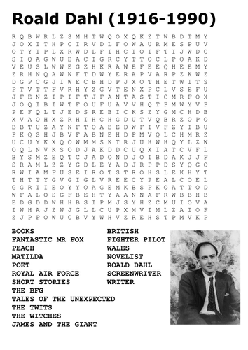 Roald  Dahl Word Search