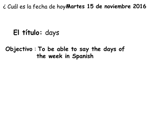 Days of the week Spanish KS2