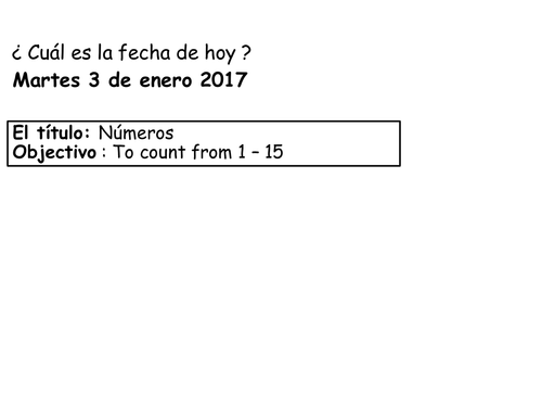 Numbers 1-15 Spanish KS2