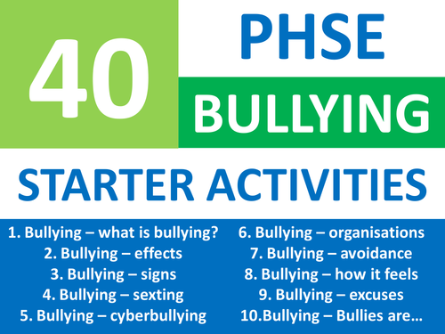 40 PHSE Bullying Starters Wordsearch Homework or Cover Lesson PHSEE Keywords PHSE