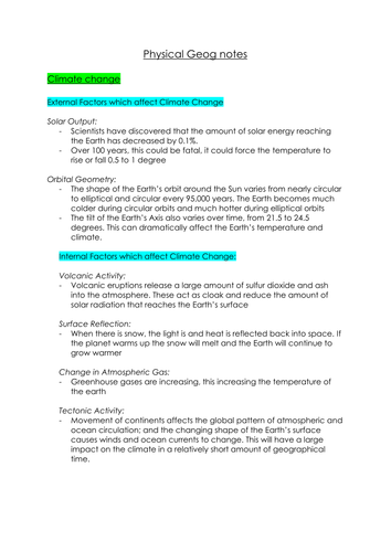 GCSE Physical Geography - FULL DETAILED REVISION NOTES on ALL topics