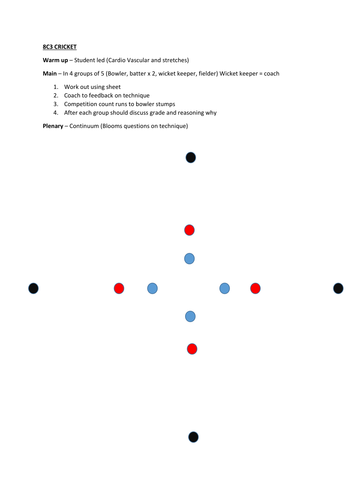 Cricket assessment lesson and technique handout