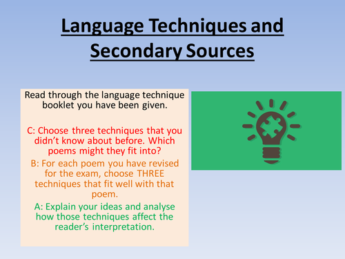 Language Techniques and Secondary Sources