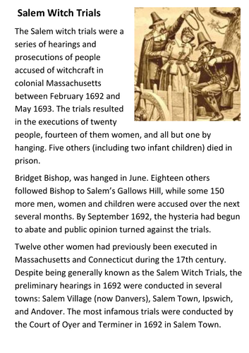 Salem Witch Trials Handout