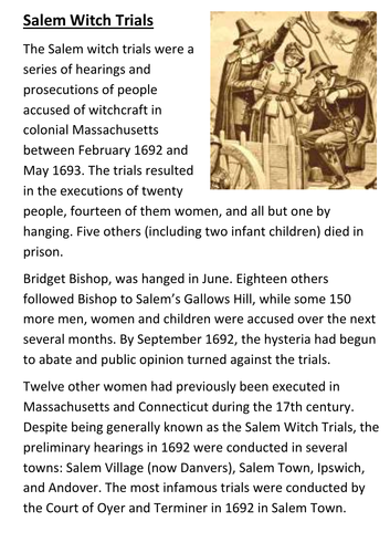 Salem Witch Trials Handout