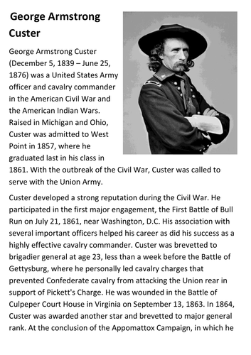 George Armstrong Custer Handout