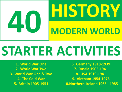 40 History Modern World History Starter Activities KS3 GCSE Crossword Wordsearch Cover Homework