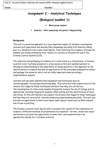 BTEC Applied Science Forensic Science Unit 32