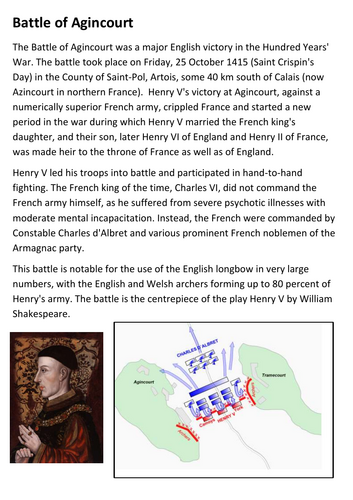 Battle of Agincourt Handout