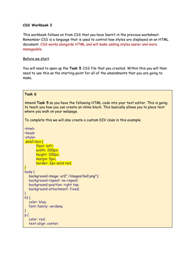 CSS Workbook 2