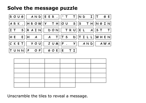 Solve the message puzzle from Corrie Ten Boom