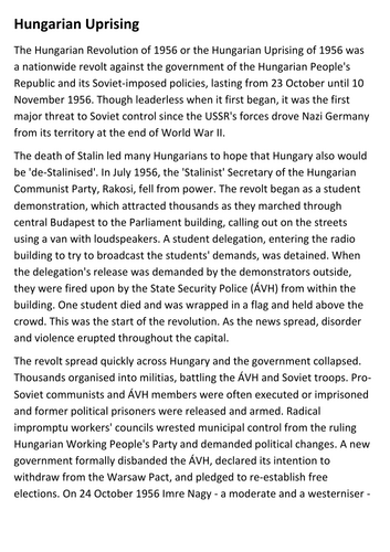 The Hungarian Uprising Handout