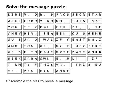 Solve the message puzzle from Ronald Reagan about the Berlin Wall