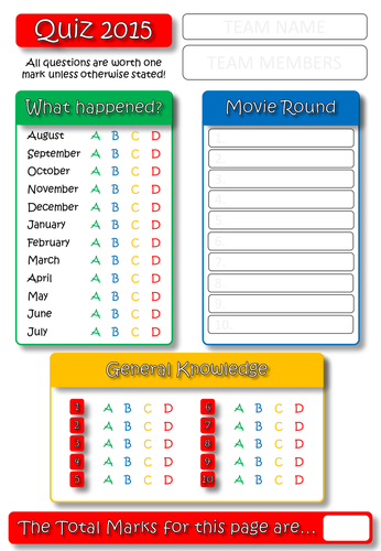 Quiz and Celebrity mash up quiz both with answers