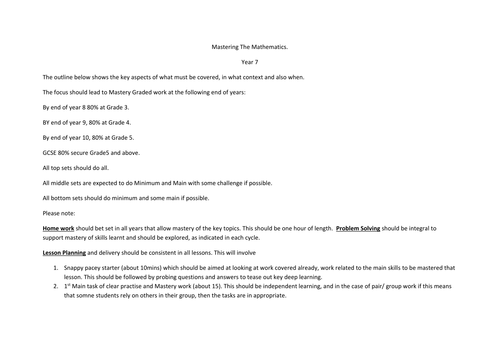 Year 7 Mastery scheme of work with 4 Cycle assessments with new GCSE style grade boundaries.