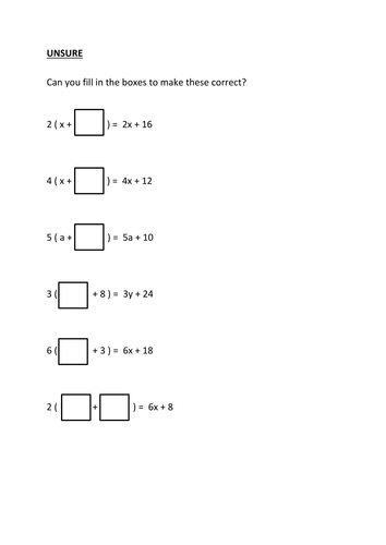 Working Backwards with Brackets / Basic Factorising