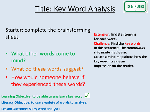 Key Word Analysis Lesson