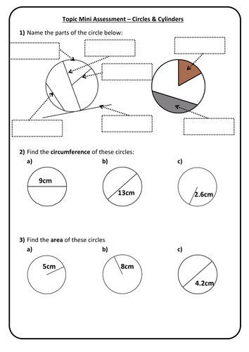 End of Topic Mini Test/Marking Grid - Circles/Area/Volume/Cones/Sector/Spheres - Higher + Answers