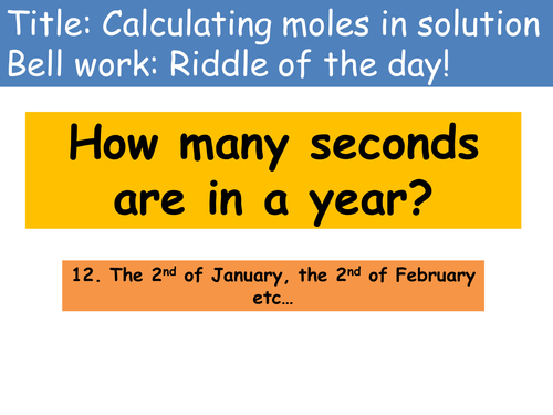 AQA Level 3 Applied Science Chemistry Unit 1- Moles and concentration of moles