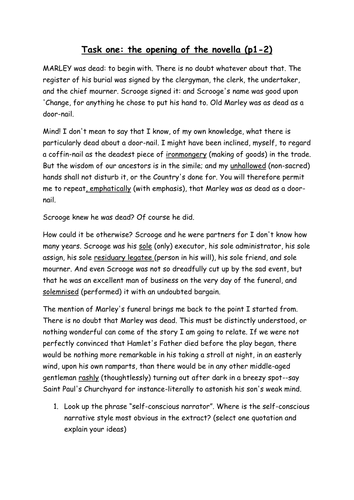 A christmas carol homework booklet image