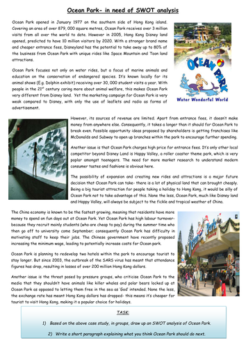 SWOT analysis case study worksheets