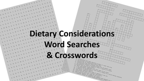WJEC GCSE KS4 Food & Nutrition: Dietary Considerations *ACTIVITIES ONLY*