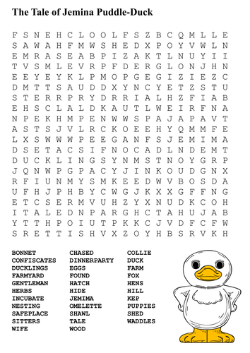 The Tale of Jemina Puddle-Duck Word Search