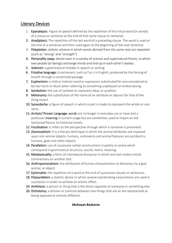Literary Devices (GCSE /AS)