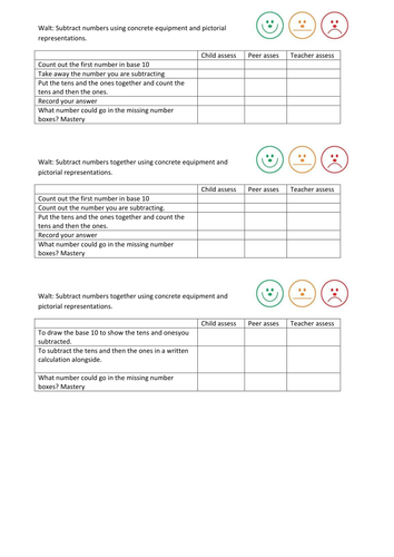 Base 10 addition and subtraction differentiated mastery problems