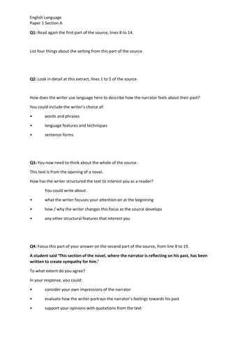 GCSE English Language Paper 1: The Kite Runner