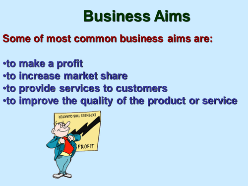 Business aims presentation and activities sheet