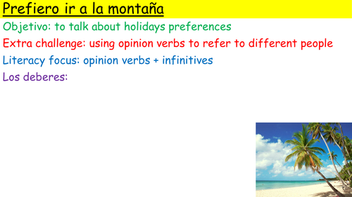 Y10 SPANISH VIVA M1: COMO PREFIERES PASAR LAS VACACIONES